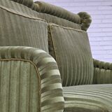 1950s, Danish 2-seater sofa, green furniture velour, beech wood.