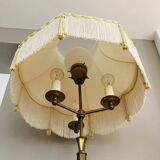 Lampadaire Art Déco époque début XXe en laiton massif, abat jour chapiteau