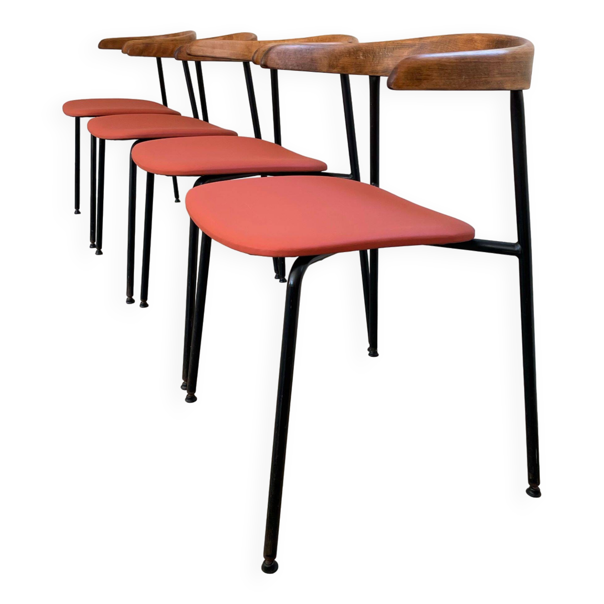 Rare ensemble de 4 chaises C 20, design Terence Conran, années 1960.