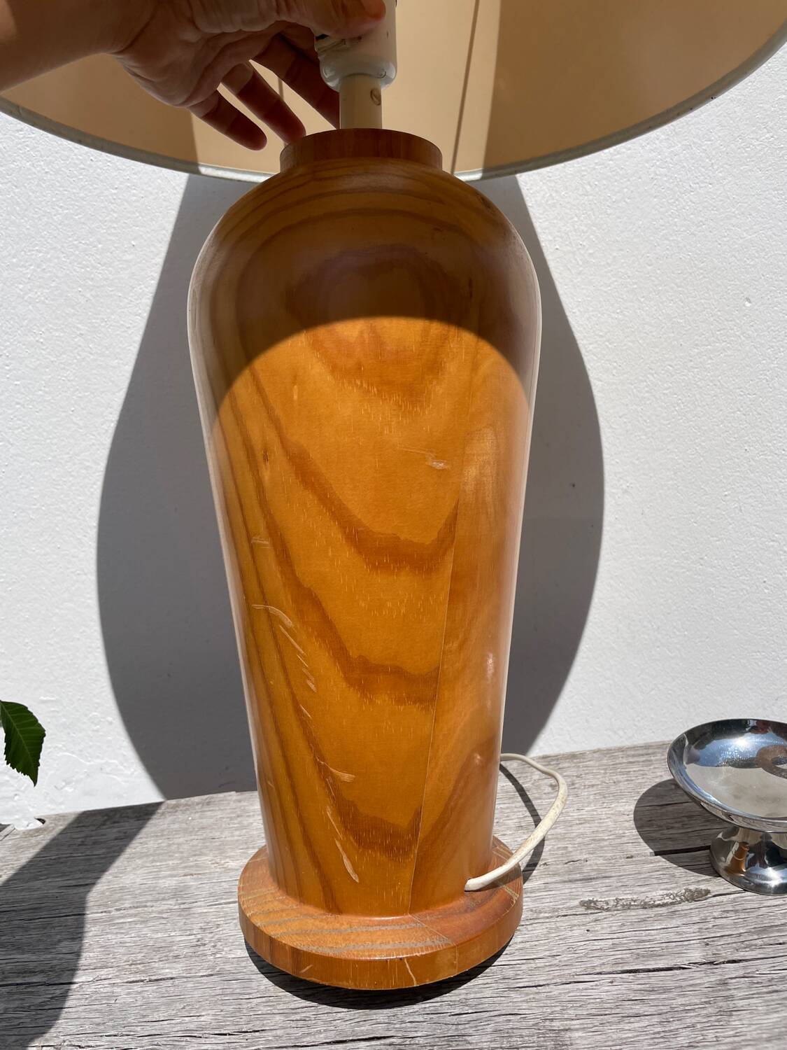 Large wooden lamp from IKEA, vintage design, 1980s