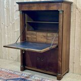 Empire period secretary in walnut, oak and black marble top