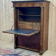 Empire period secretary in walnut, oak and black marble top