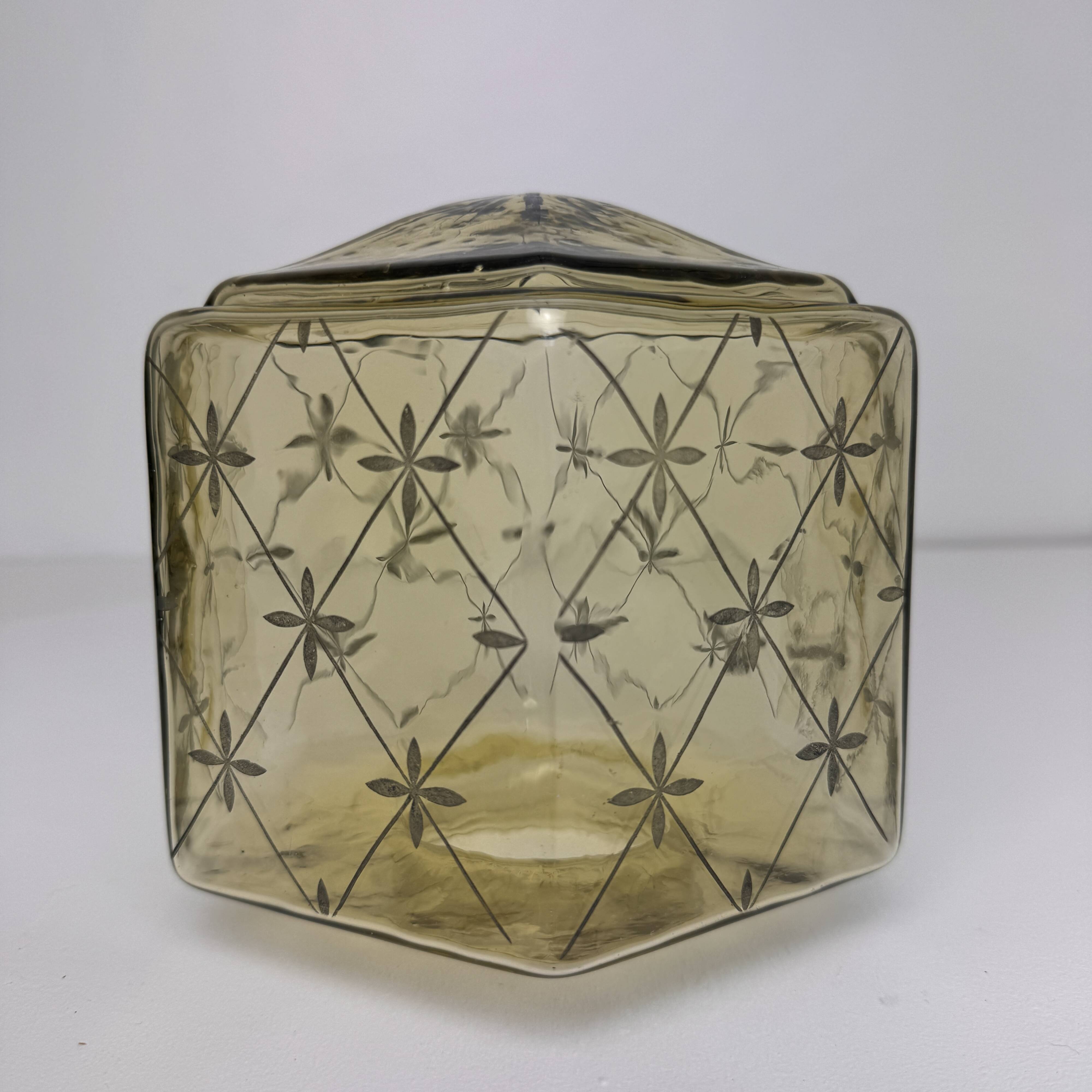 Antique art deco suspension in stained glass