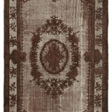 Handmade distressed oriental 1980s 195 cm x 313 cm brown carpet