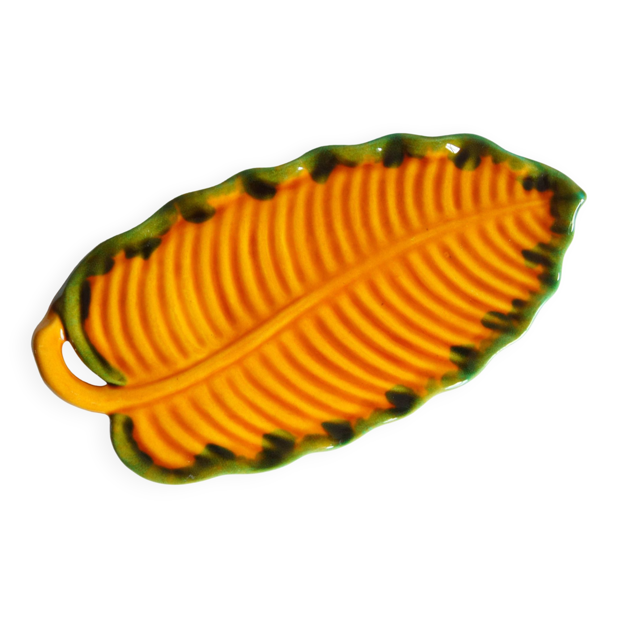 Hélène Ugo ceramic leaf tray, Vallauris