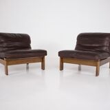 Paire de chauffeuses en cuir 1970
