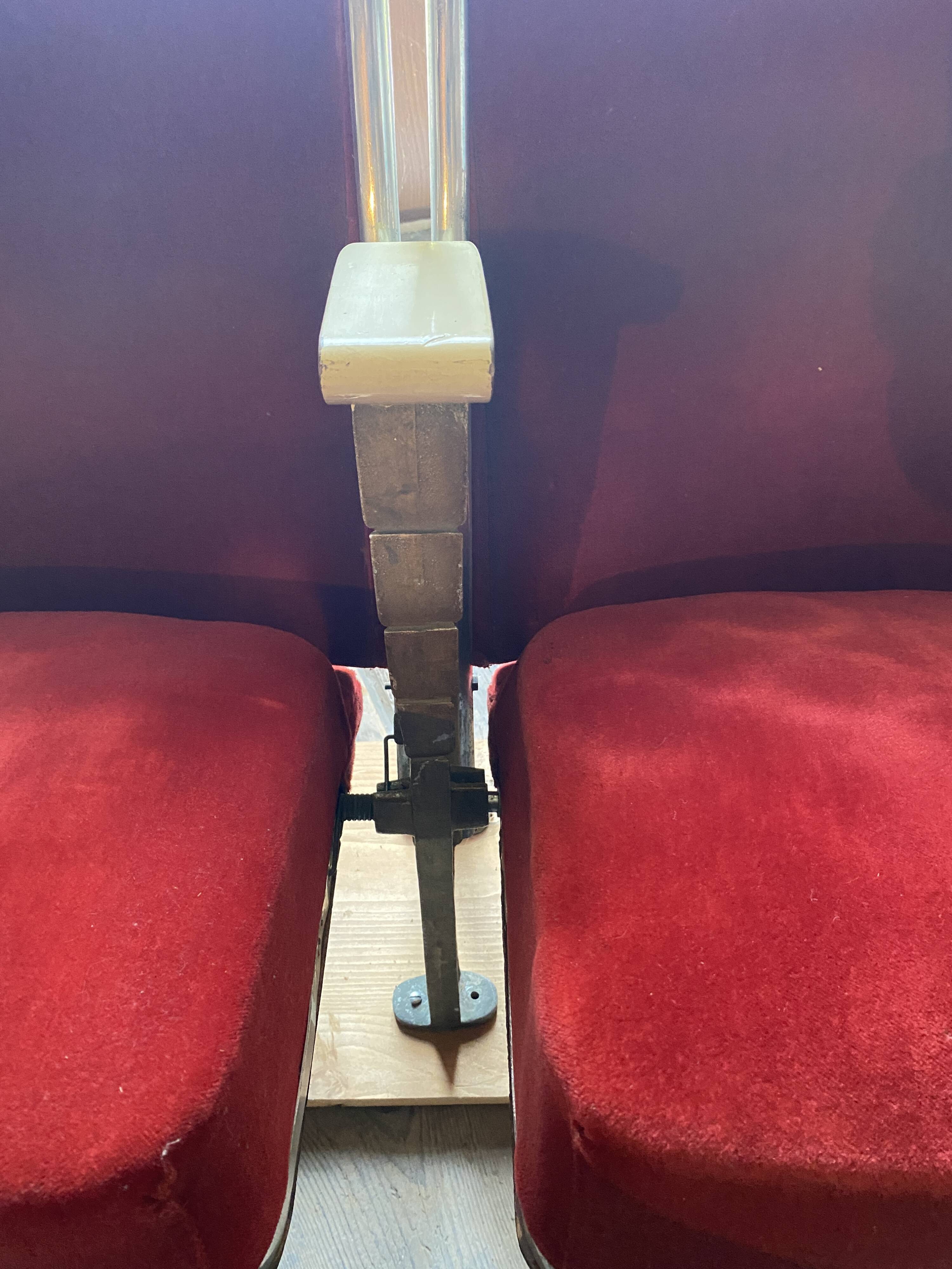 Burgundy velvet folding seat