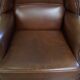 Large Dark Brown Cowhide Leather Wingback Chair