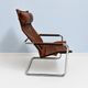 Fauteuil lounge en cuir havane et chrome – Heinrich Pfalzberger, années 197