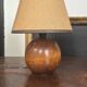 Pair of vintage brutalist wooden bedside lamps 1950