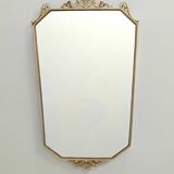 Vintage Shield Shaped Wall Mirror with Brass Frame, Italy
