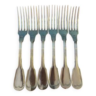 6 fourchettes en métal argenté avec poinçon