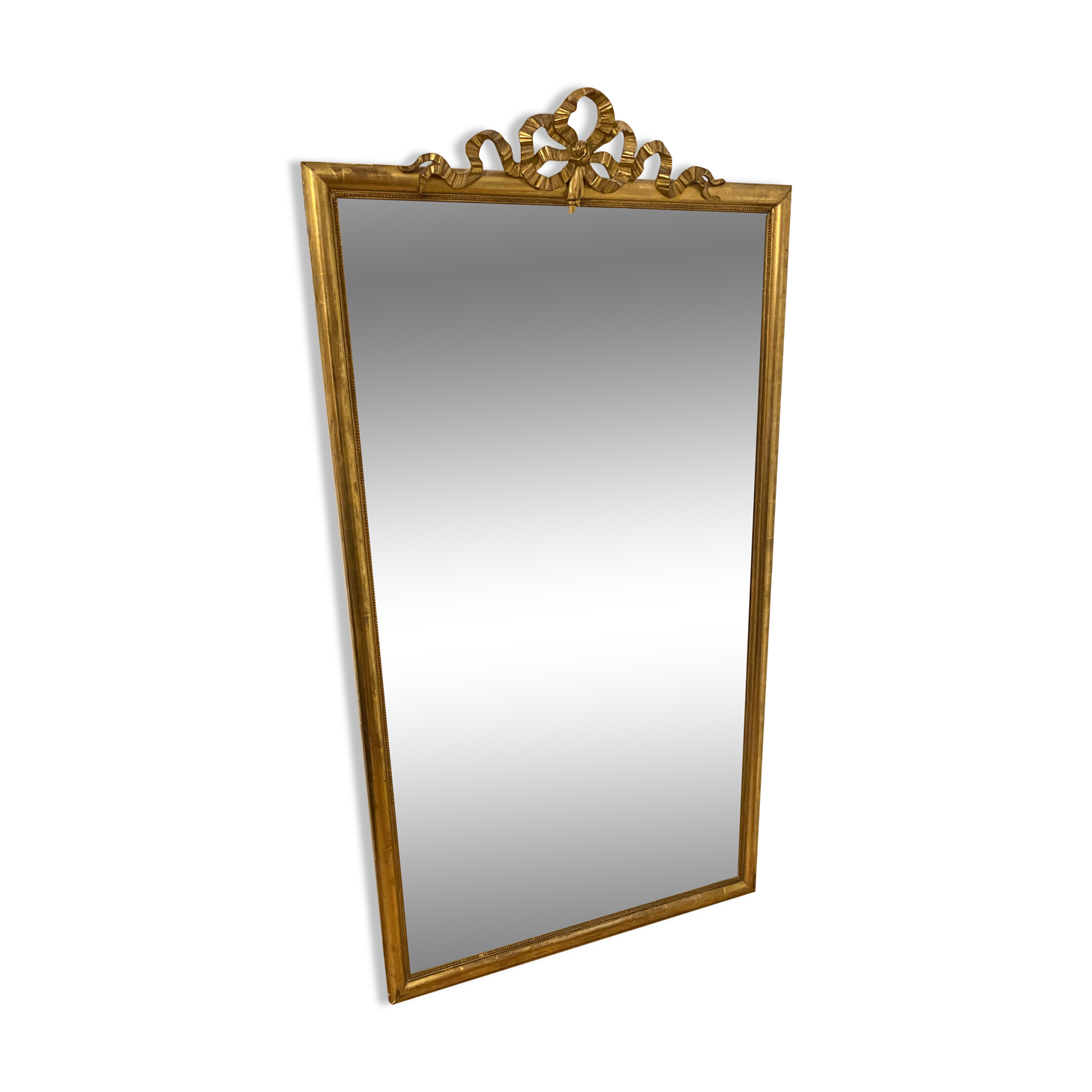 Important 19th Century Beveled Mirror with Pediment - Louis XVI Style - 81cm X 163cm