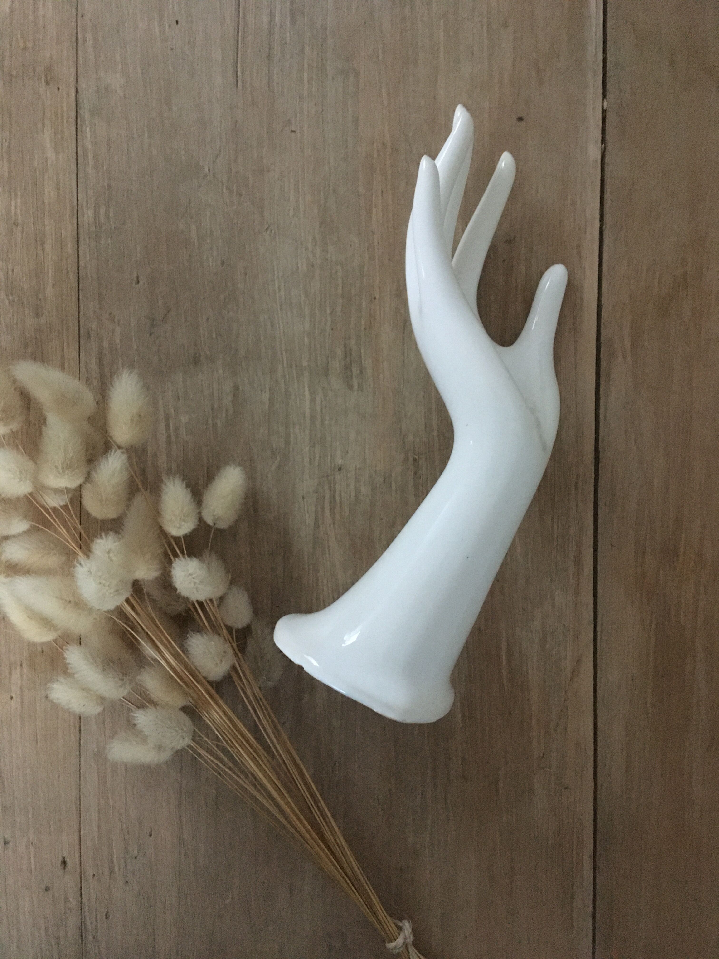 Vase soliflore hand white ring