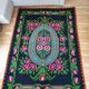 Floral handwoven green and fuchsia rug, made in wool, bohemian design 170x232cm