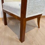 Biedermeier Bergege Chair in Walnut & Creme Velvet, Austria, 1840s