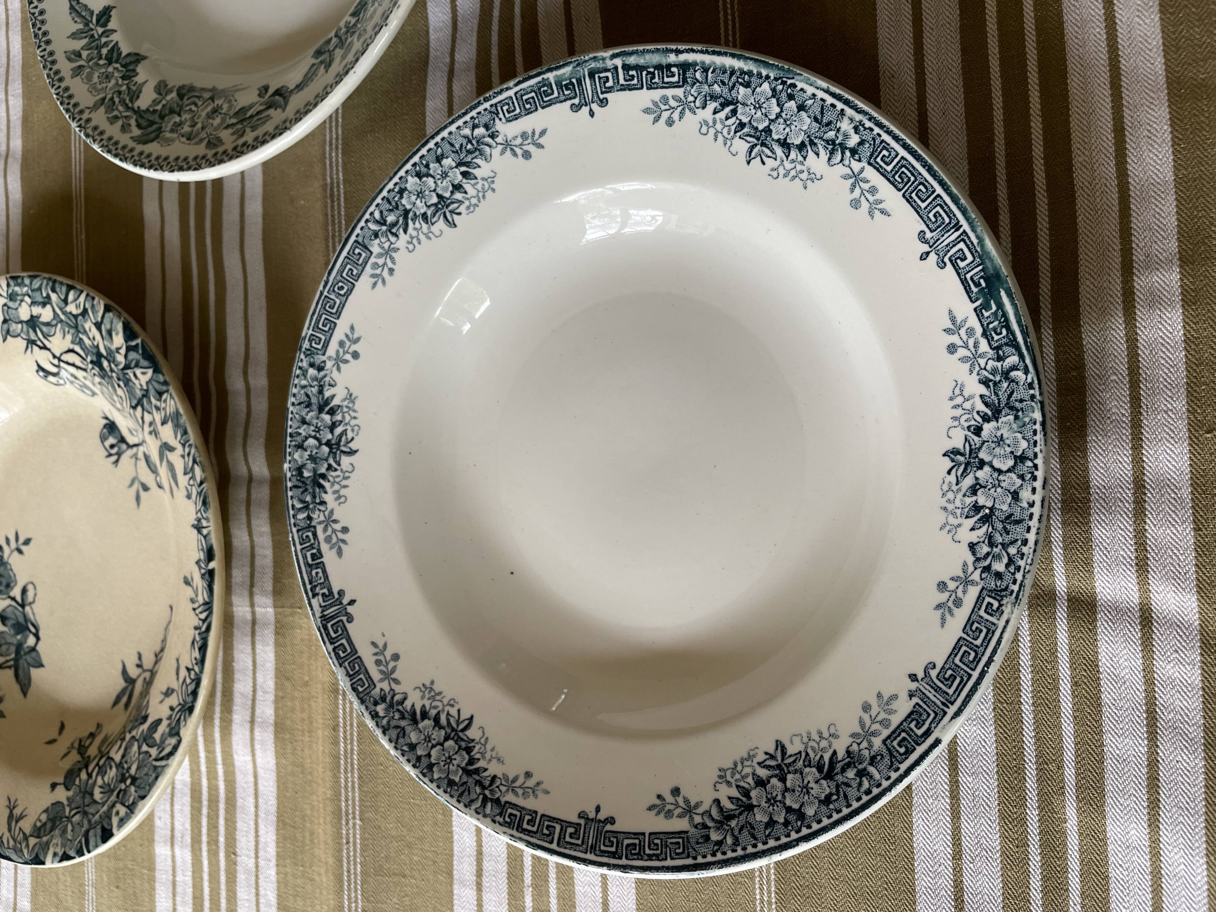 Mismatched ironstone plates