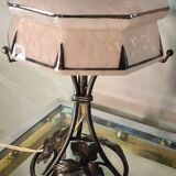 Wrought iron lamp brandt style, muller art deco with pink clichy glass lampshade and gilding 27x21