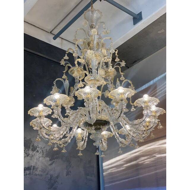 Contemporary Floral Venetian "Ca Rezzonico" Gold Murano Glass Chandelier