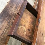 Farm table and two oak benches 19th