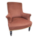 Antique crapaud chair in brown velvet – turned legs and brass rings.