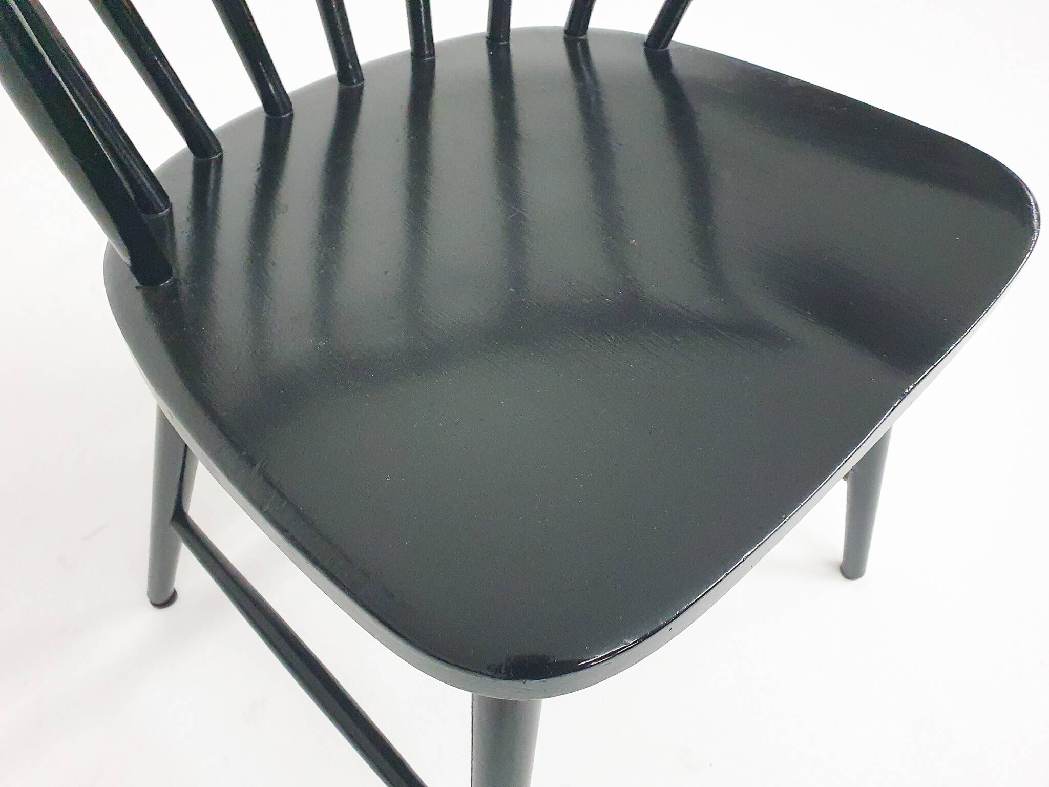 Black spindle back dining chair attrb. to Nesto, Denmark 1960's