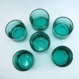 6 turquoise glass water glasses - Luminarc France - vintage 80s