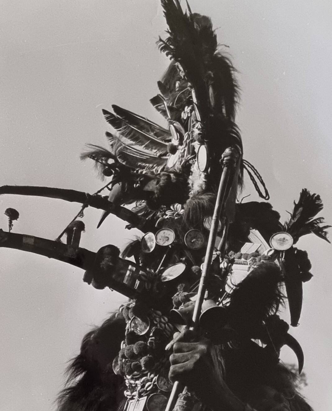 Silver photography Ceremonial character with headdress 44x44 cm