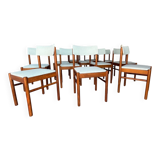 Set of 10 Baumann chairs in aqua green