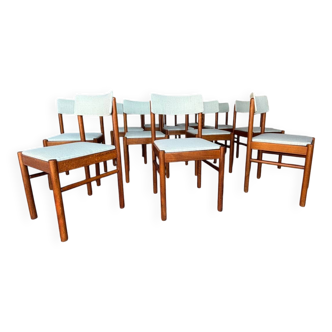 Set of 10 Baumann chairs in aqua green