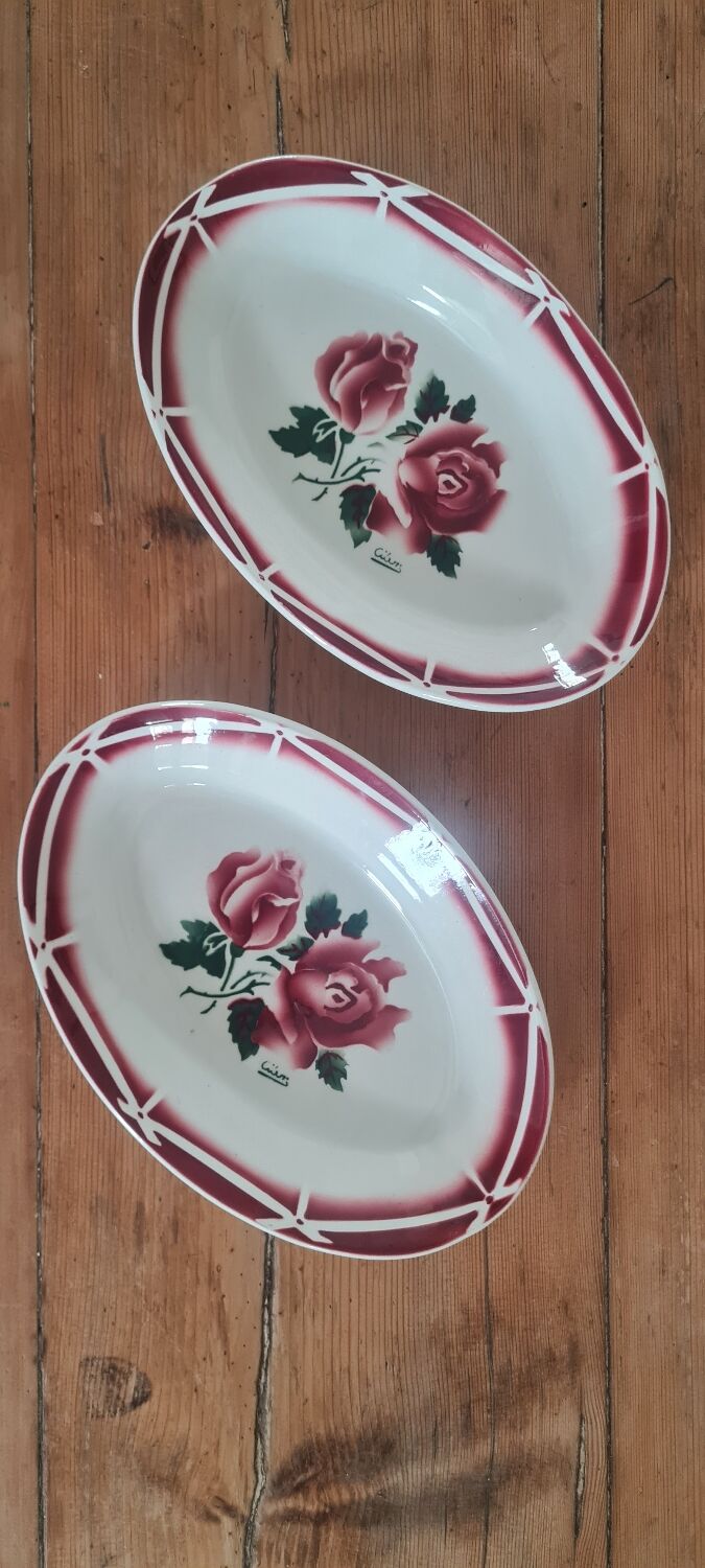 Pair of earthenware serving dishes
