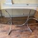 Living room table in smoked glass and vintage metal