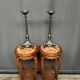 Pair of massive cast iron candlesticks in Renaissance style.
