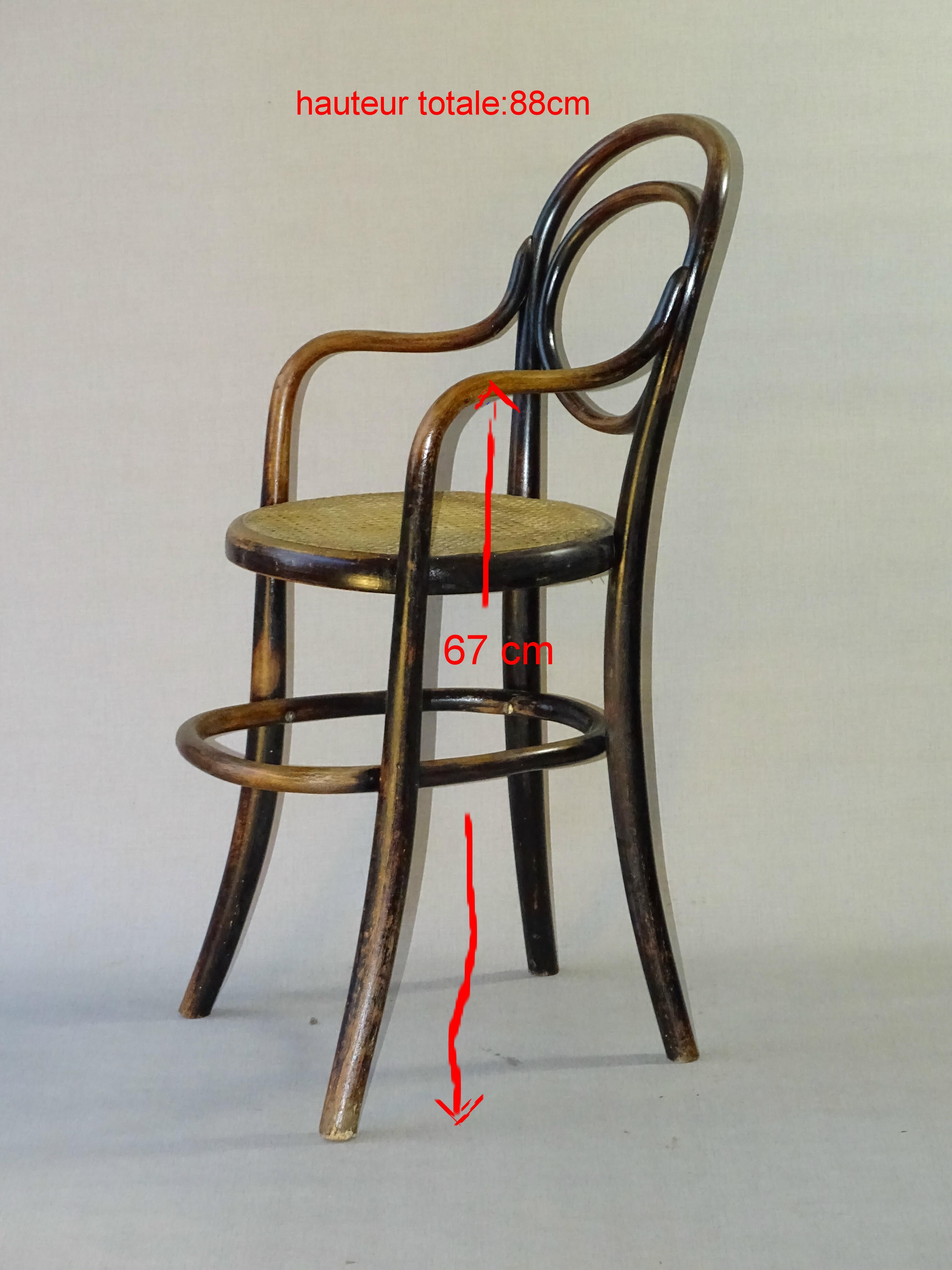 High baby chair, Thonet 1890, bistro, canned