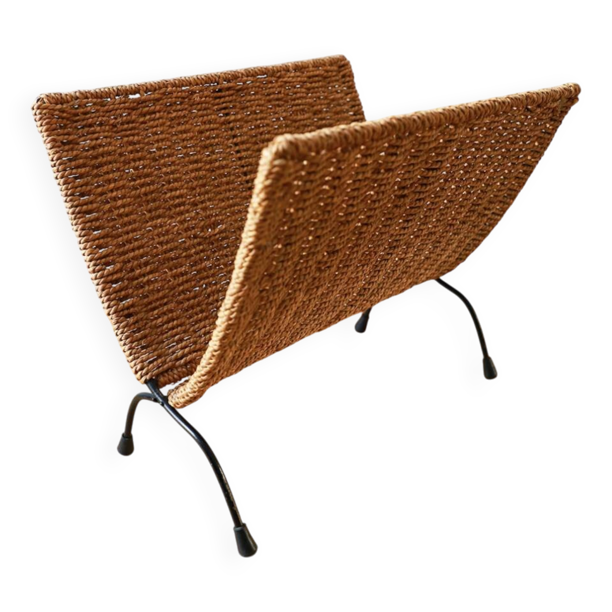 vintage rope magazine rack