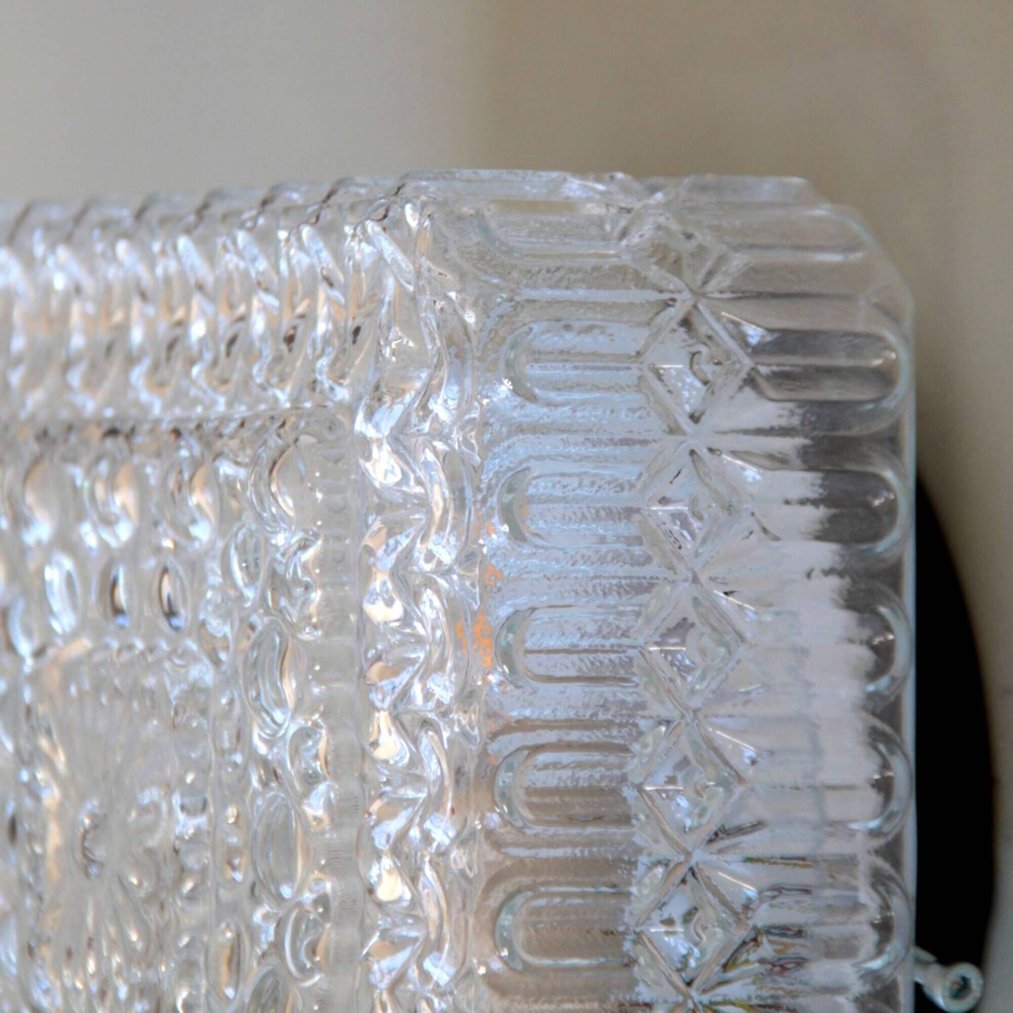 Small square ceiling light wall light in minimalist glass 1970 1980 seventies eighties LAMP-5046
