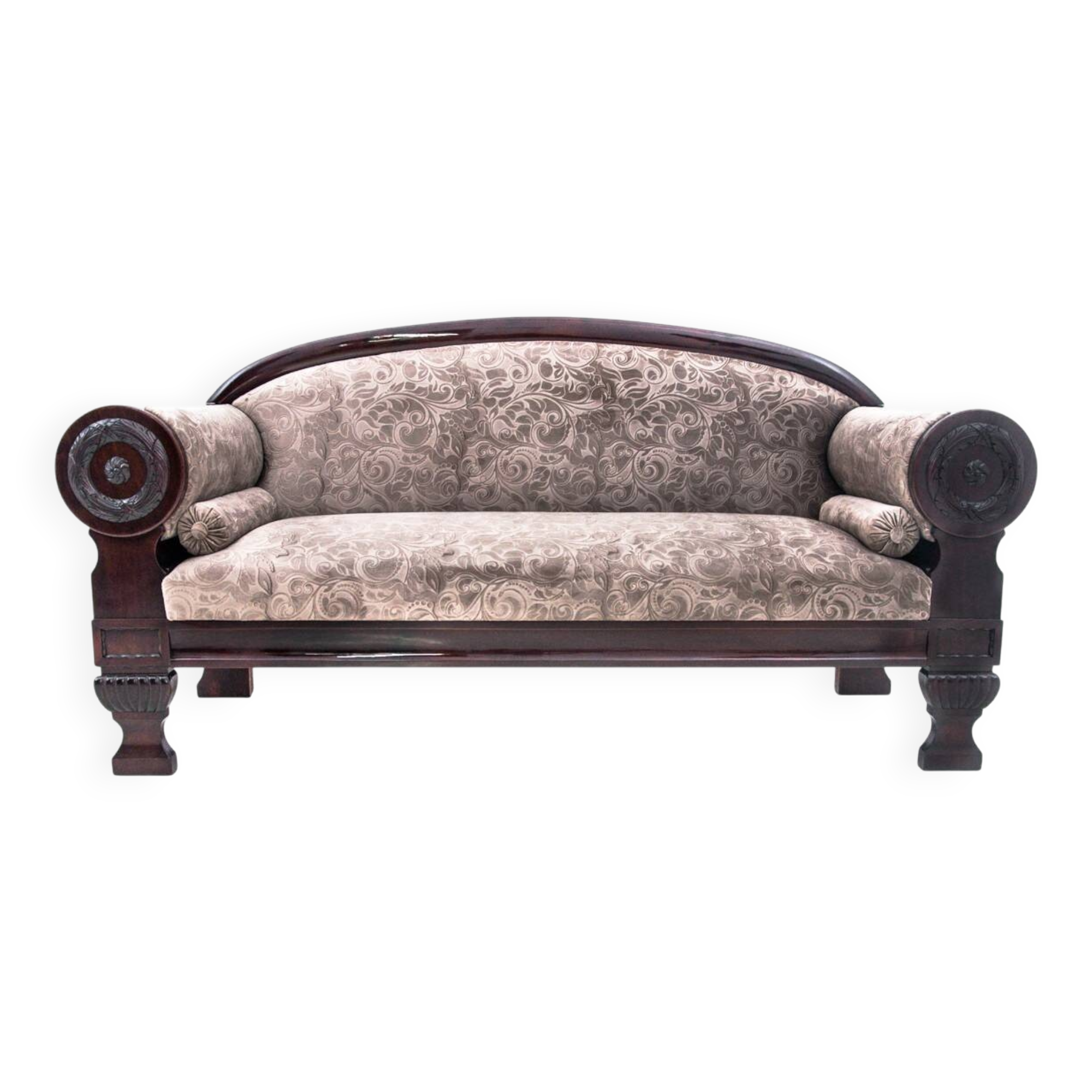 Antique sofa in Biedermeier style, Northern Europe, circa 1840.