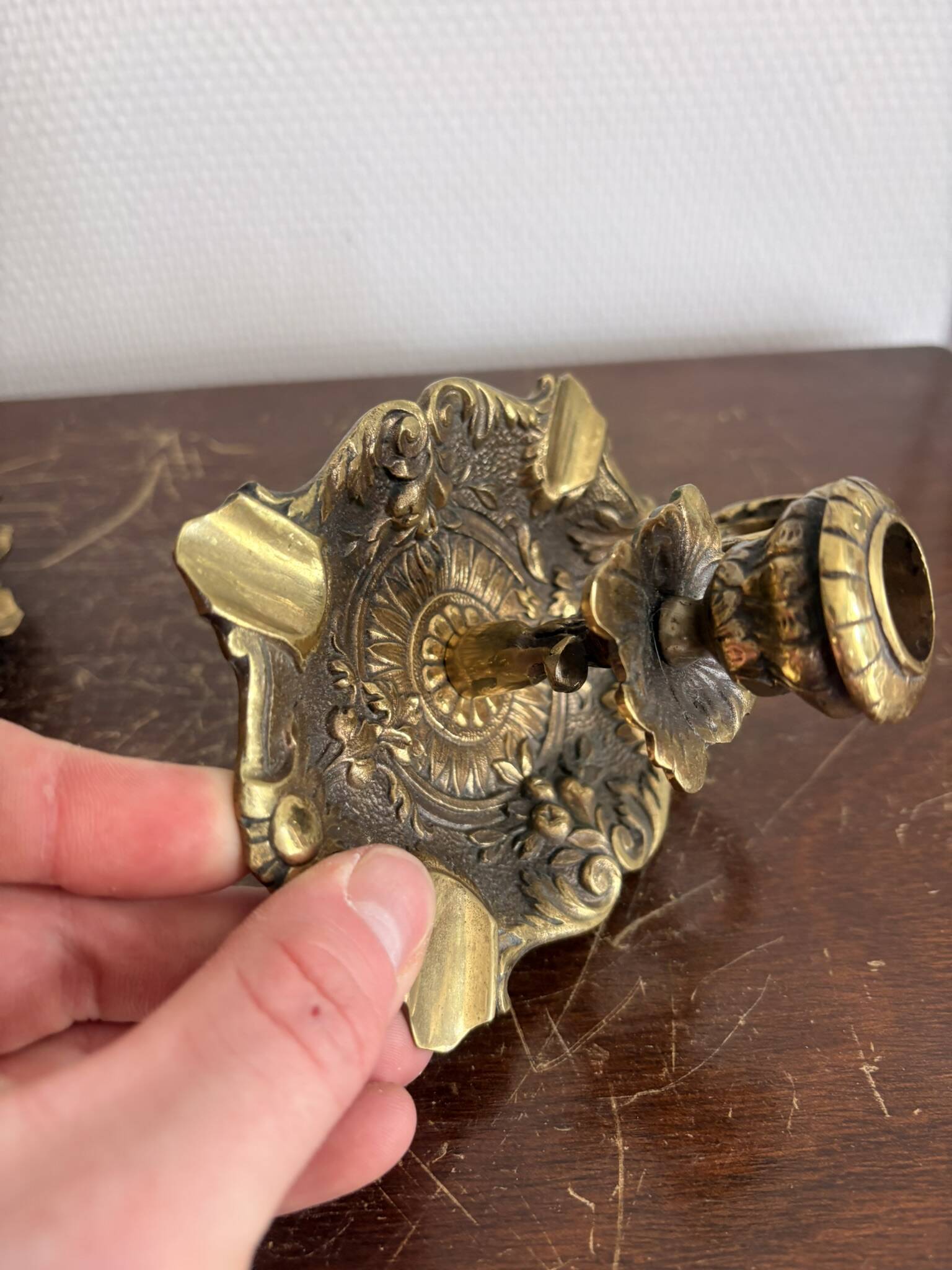 Paire Bougeoir Table Main Rat de cave Rococo Louis XV