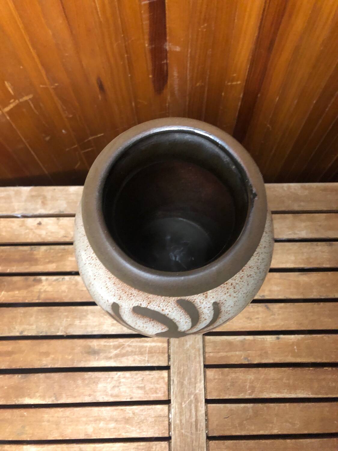 Old beige brown ceramic vase decor flowers w. germany vintage #a633