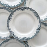 6 antique ironstone dinner plates "Lucy" Saint Amand