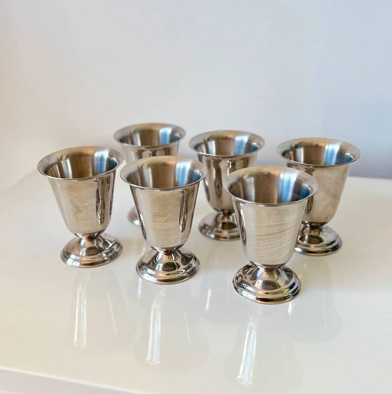 Set of 6 vintage Guy Degrenne stainless steel ice cream or sorbet cups
