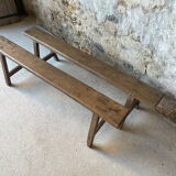 Pair of small antique solid wood benches