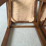 Pair of carved wooden chairs with pink velvet seat ART DECO