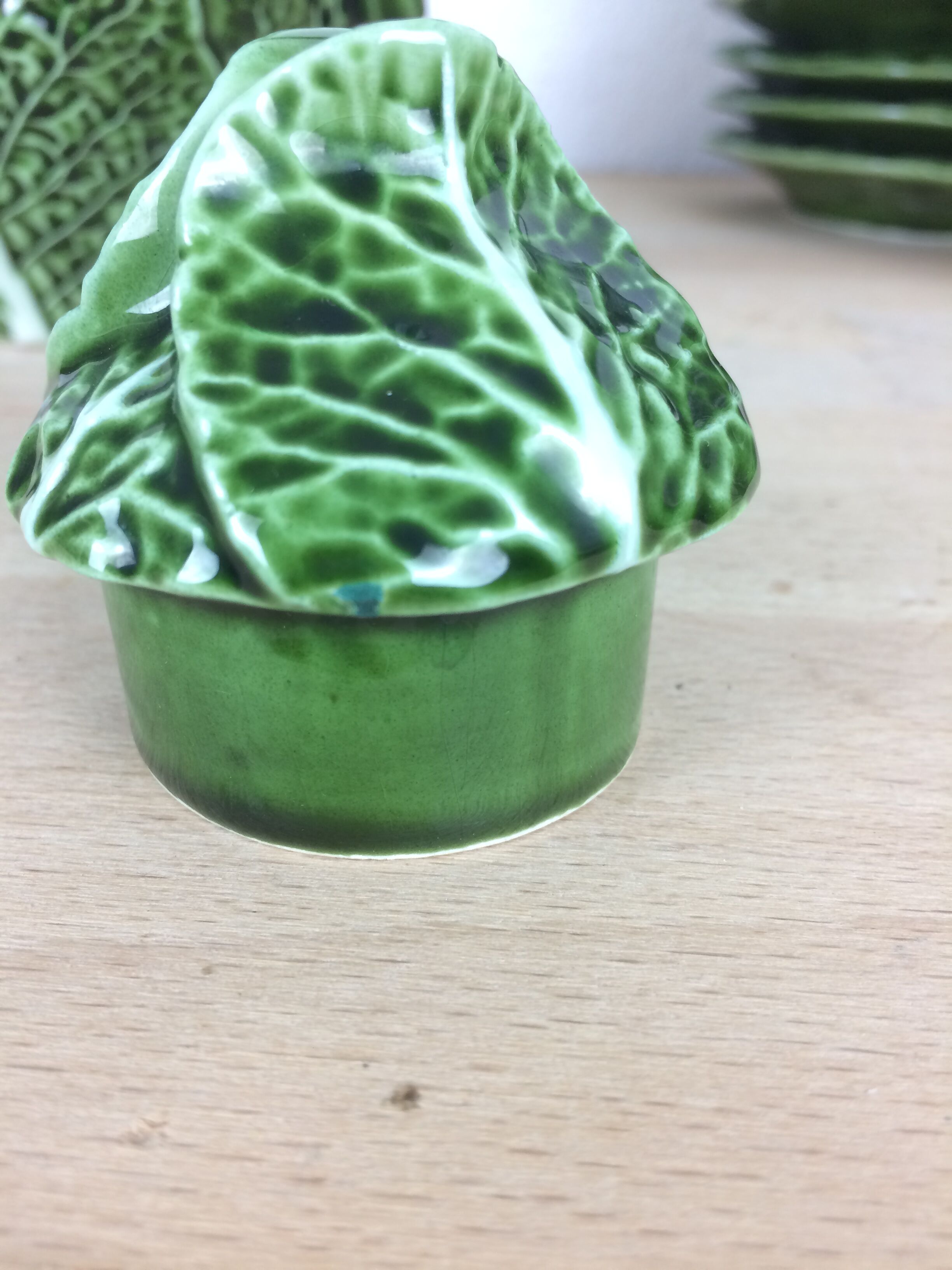 Ceramic cabbage tea set, 6 cups, teapot