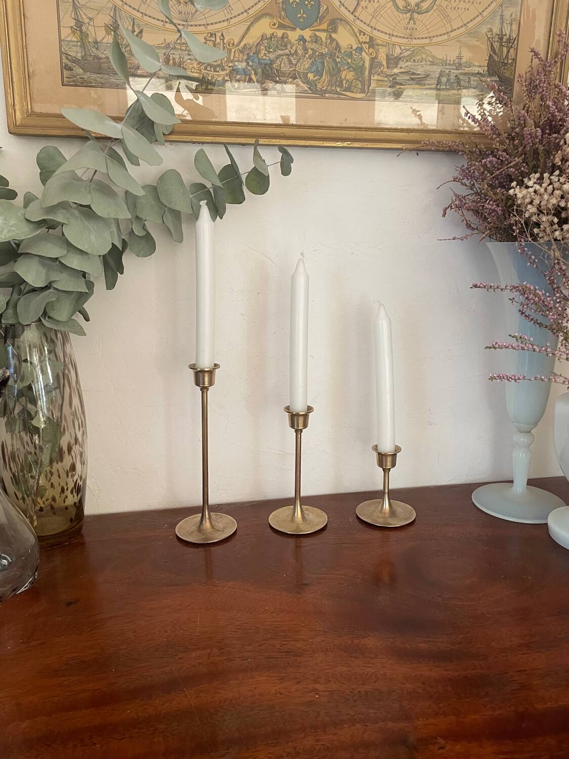 Scandinavian vintage brass candle holders