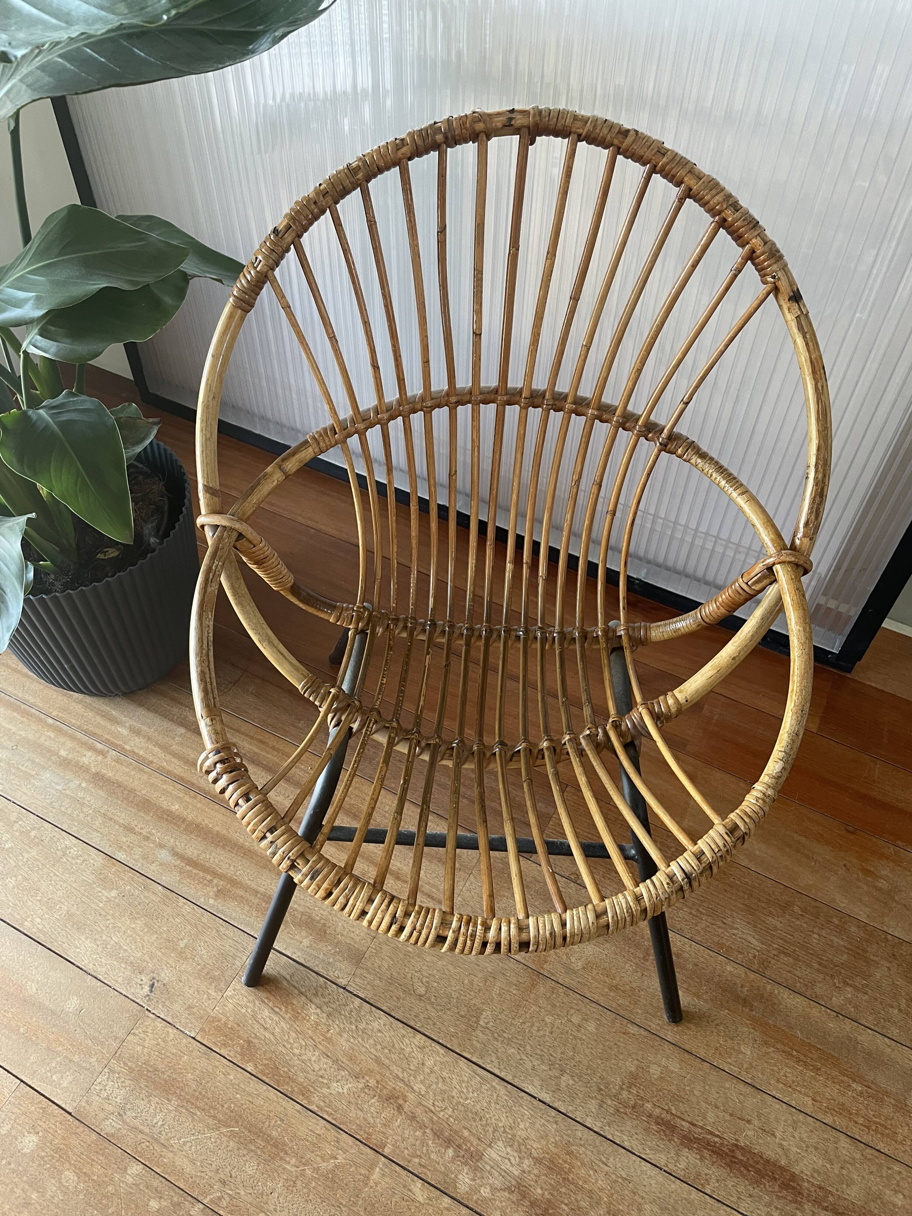 Midcentury rattan armchair