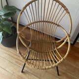 Midcentury rattan armchair