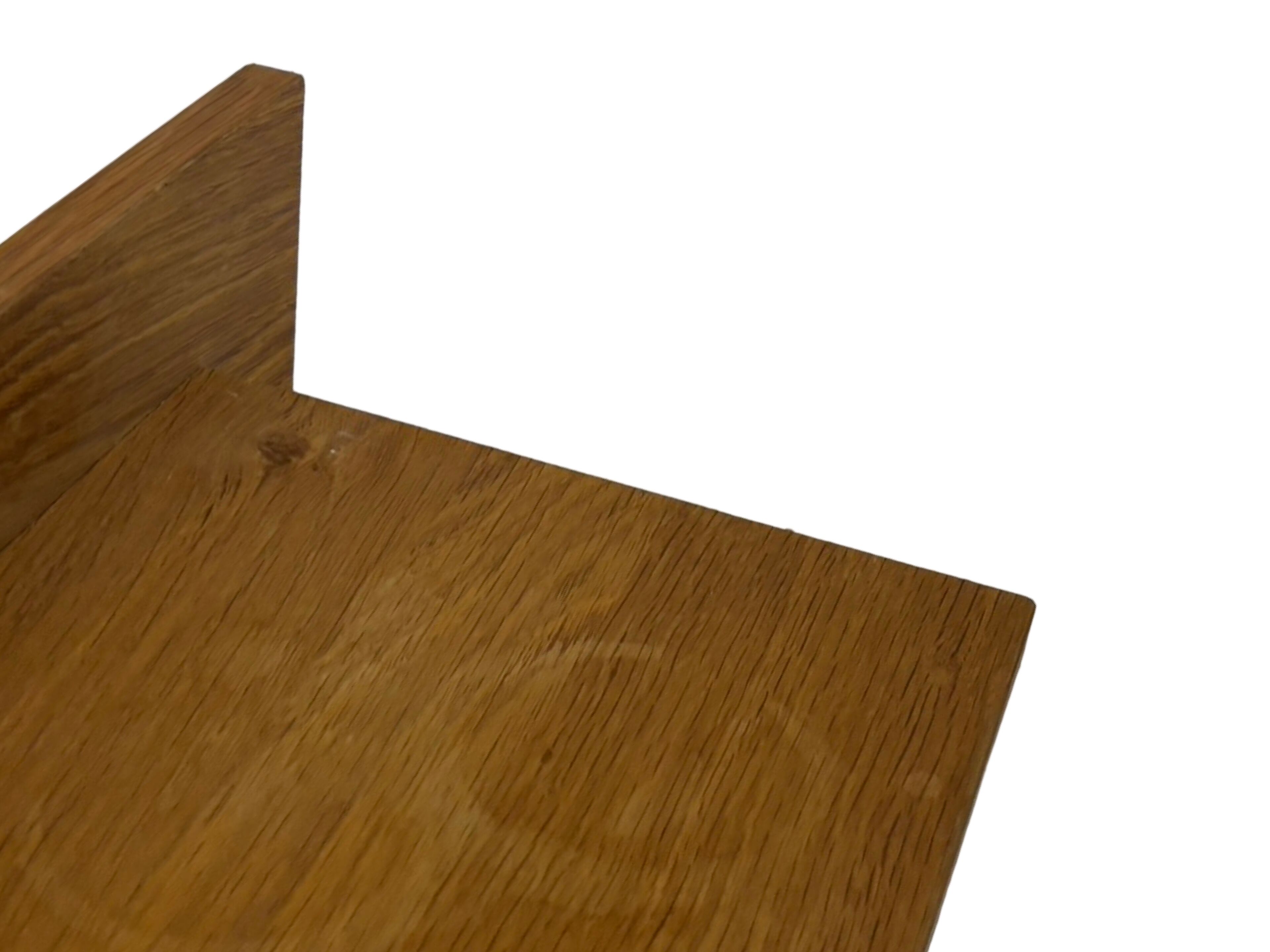Vintage oak wall rack book shelf wood minimalist 80's design.