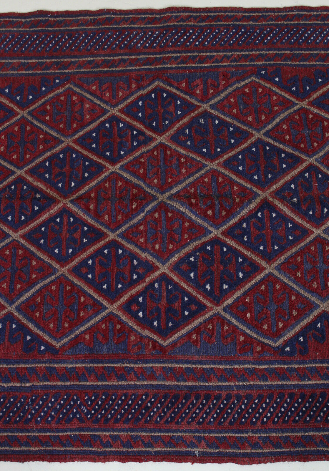 Afghan gazak geometric pattern rug 116x113cm