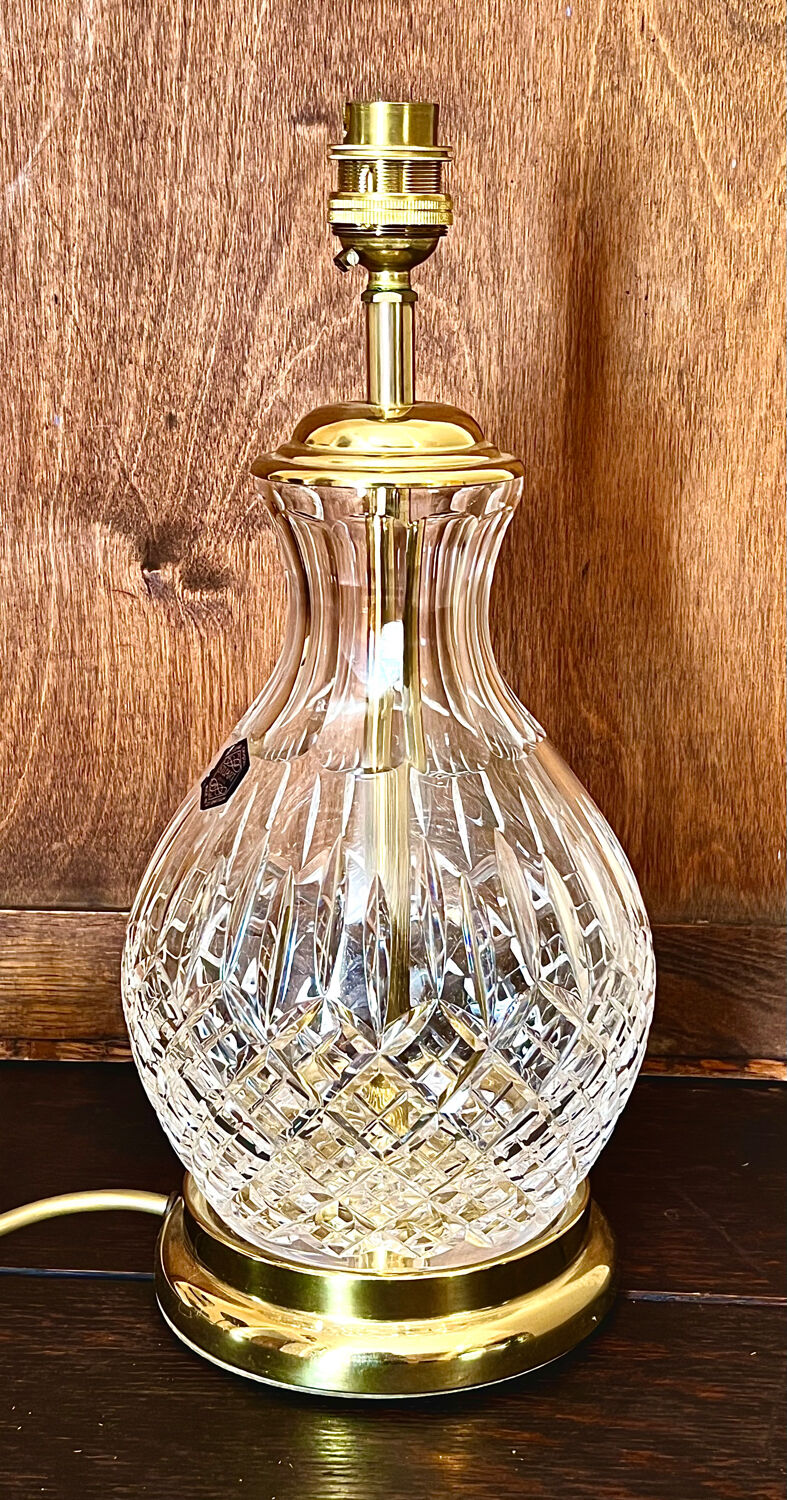 Crystal lamp stand | round diamond cut crystal lamp | stuart crystal lamp